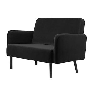 Zweisitzer Sofa easyChair® by Paperflow LISBOA, Samtbezug schwarz, Fußgestell schwarz, B 1240 x T 815 x H 830 mm Zweisitzer Sofa easyChair® by Paperflow LISBOA, Samtbezug schwarz, Fußgestell schwarz, B 1240 x T 815 x H 830 mm